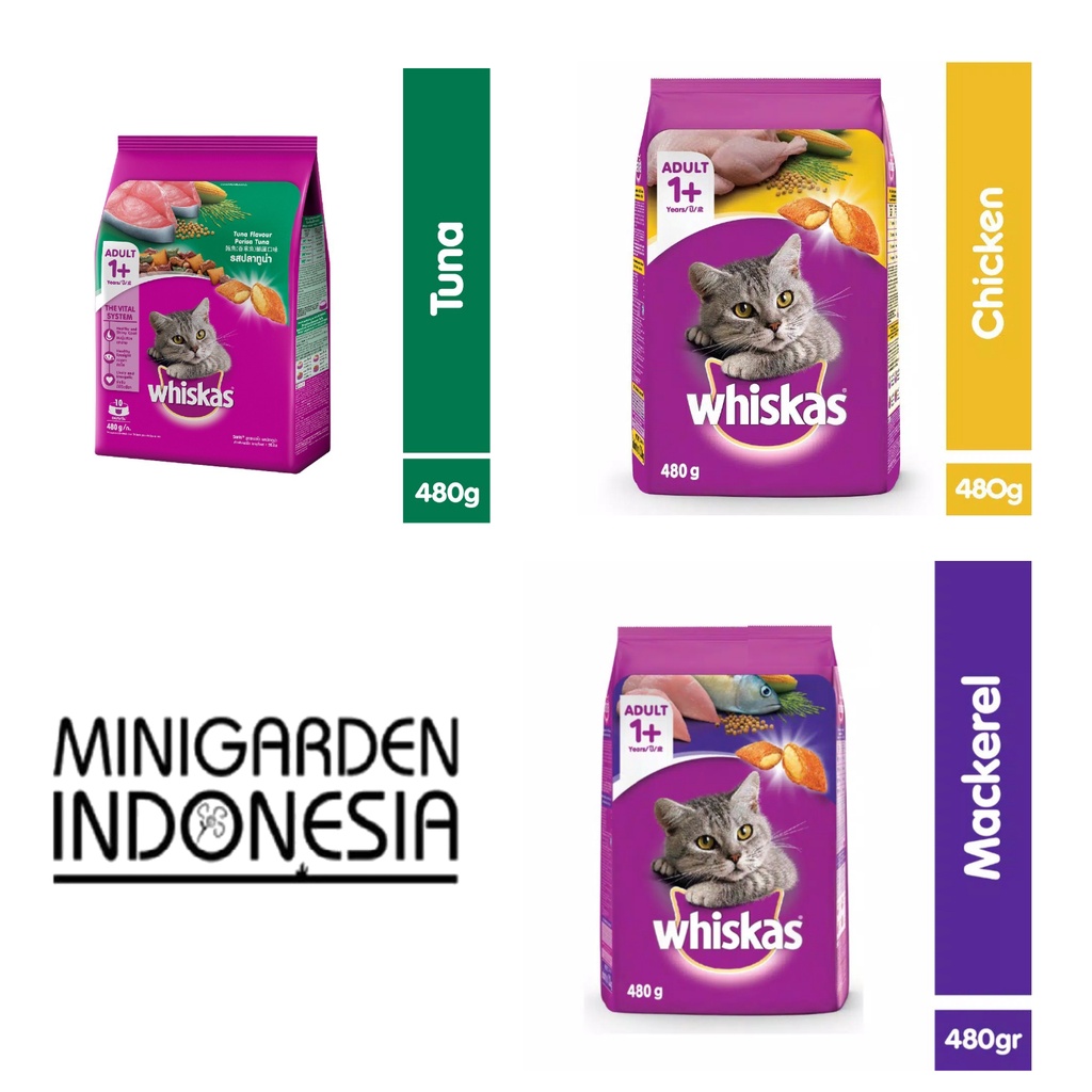 Jual WHISKAS ADULT 480 GRAM ALL VARIAN Catfood Dryfood Crunchy Tuna