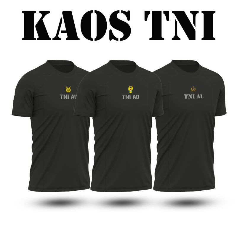 Jual Baju Kaos Olahraga TNI AD TNI AL TNI AU Warna Hitam Bahan Drifit