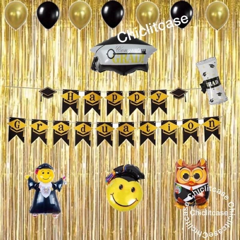 Jual Set Balon Happy Graduation Kelulusan Congratulations Smile Owl