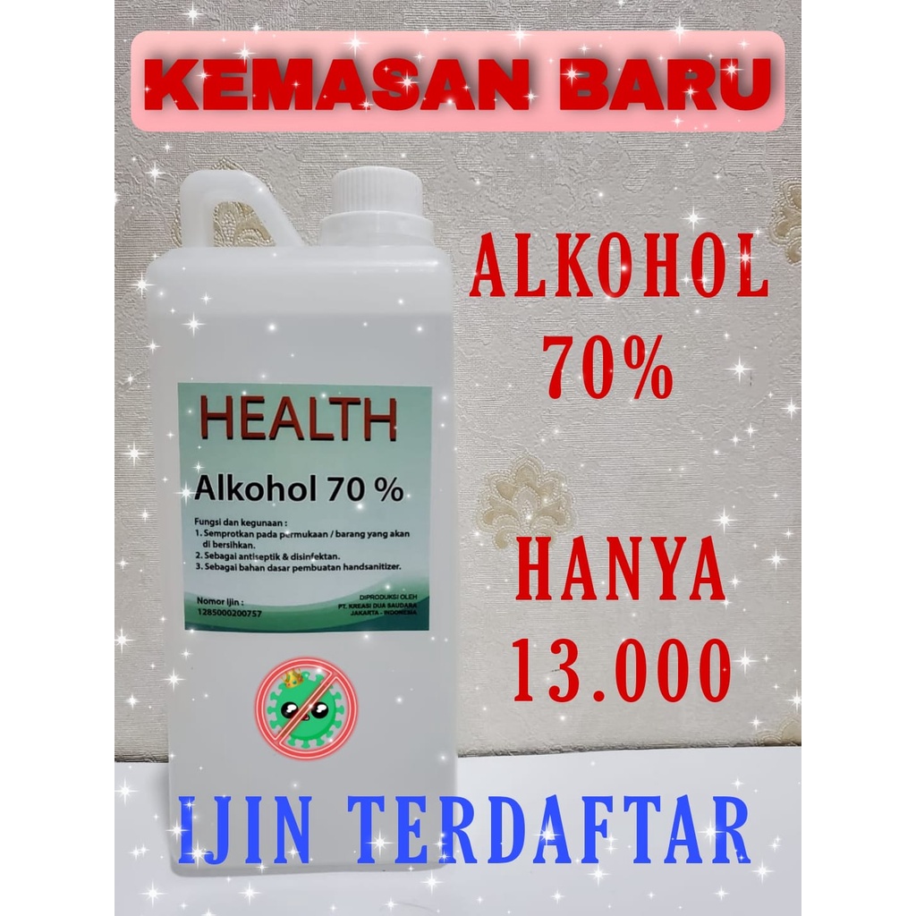 Jual READY STOK Alkohol 70 1 Liter Alkohol Antiseptik Alkohol