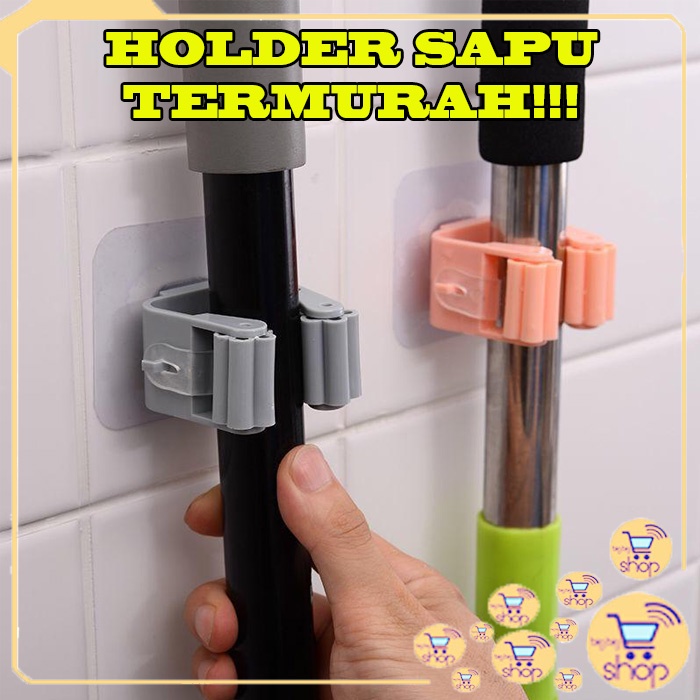 Jual GANTUNGAN Hook Tempel GAGANG Sapu Pel Dinding Clip Holder Pengait