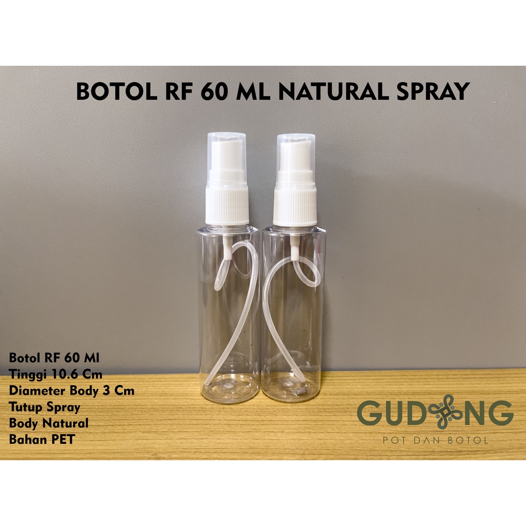 Jual BOTOL PET RF 60 ML BENING TUTUP SPRAY PUTIH KEMASAN 1KG 30 PCS