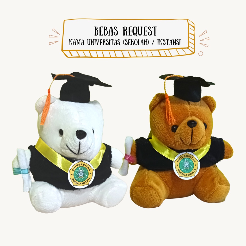 Jual Boneka Wisuda Teddy Bear 15CM Boneka Topi Wisuda COSTUM NAMA