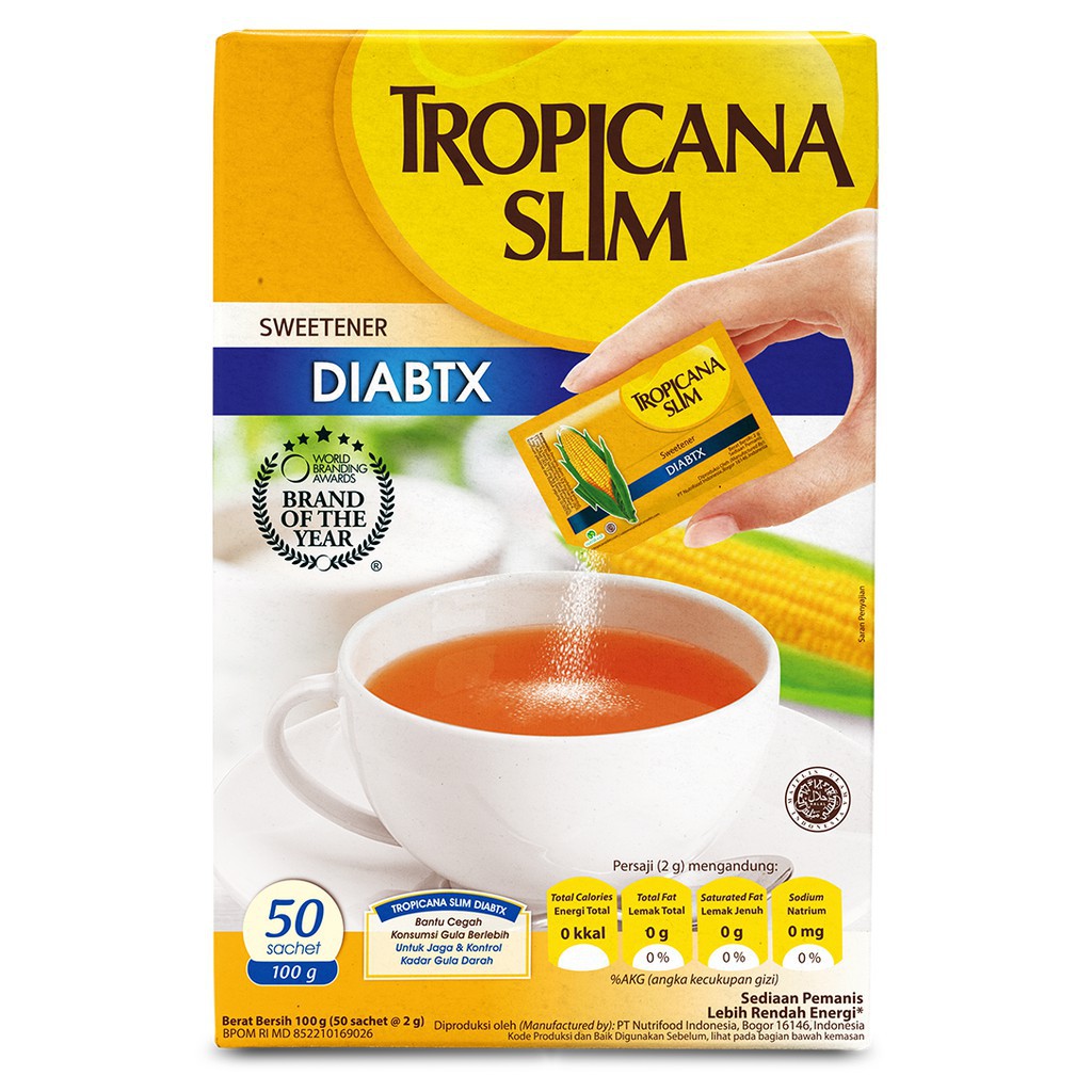 Jual TROPICANA SLIM SWEETENER DIABTX BOX ISI 50 SACHET Shopee Indonesia