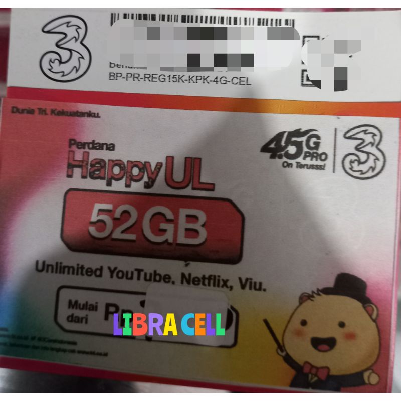 Jual Kartu Perdana Internet Three Gb Unlimited Youtube Bulan