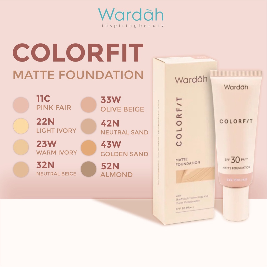 Jual Wardah Colorfit Matte Foundation SPF 30 PA 25ml Indonesia