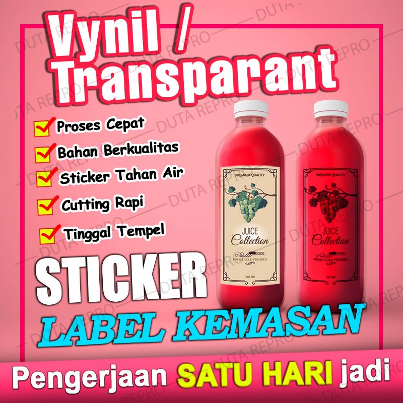 Jual Cetak Stiker Tahan Air A Print Cutting Vinil Transparan