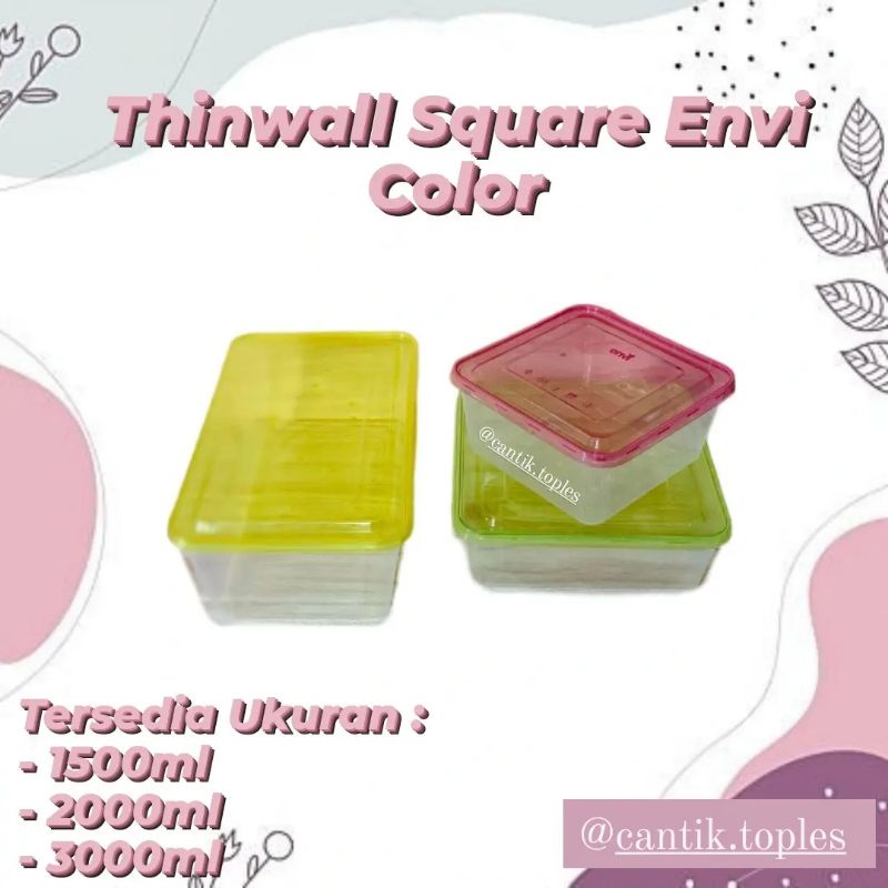 Jual Thinwall Square Envi Warna Ml Kotak Makan Plastik Thinwall