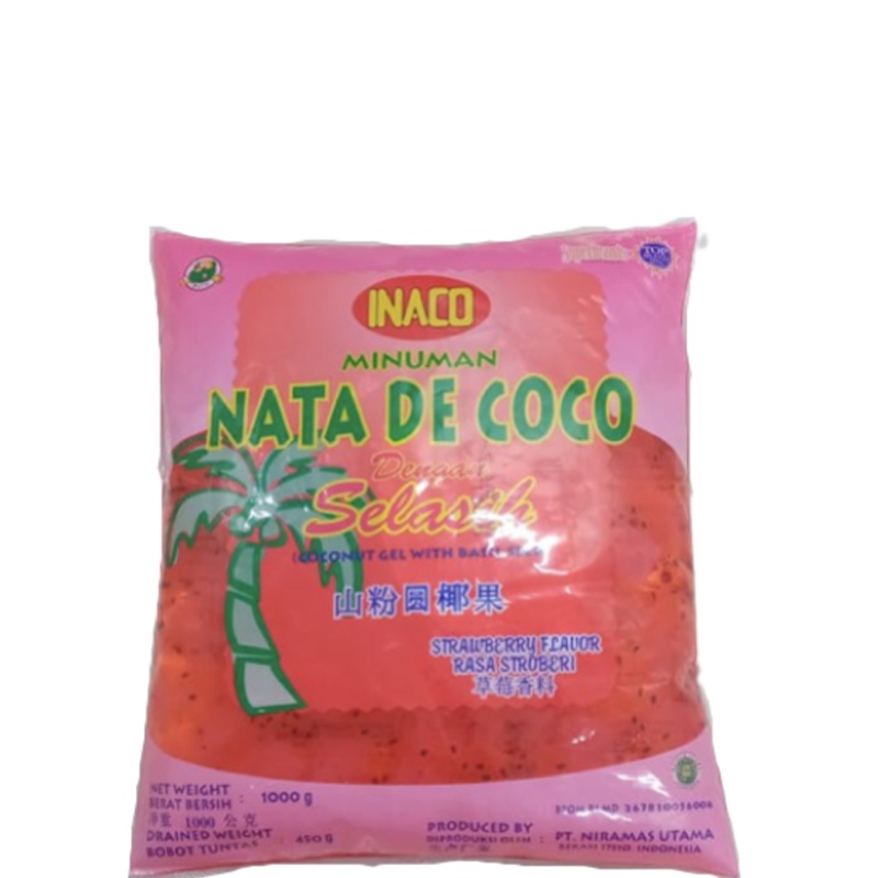 Jual Inaco Nata De Coco Dengan Selasih Rasa Strawbery 1 Kg Shopee