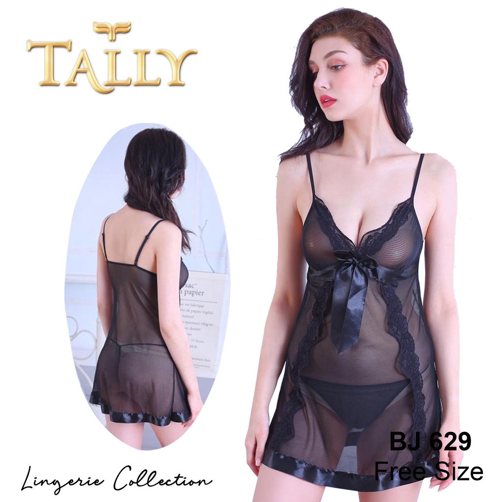 Jual Tally Lingerie Transparan Baju Tidur Premium Bahan Lace Brokat Bj