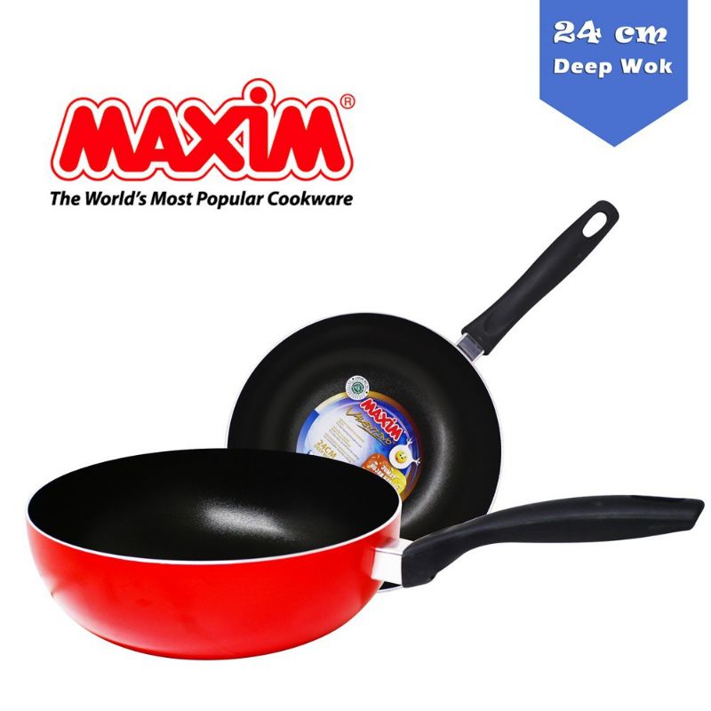 Jual TEFLON MAXIM VALENTINO DEEP WOK TEFLON 24 CM ORIGINAL GARANSI