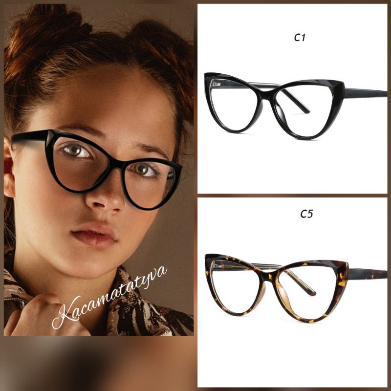 Jual TERBARU FRAME 2003 KACAMATA WANITA CAT EYE FREE LENSA PHOTOCHROMIC