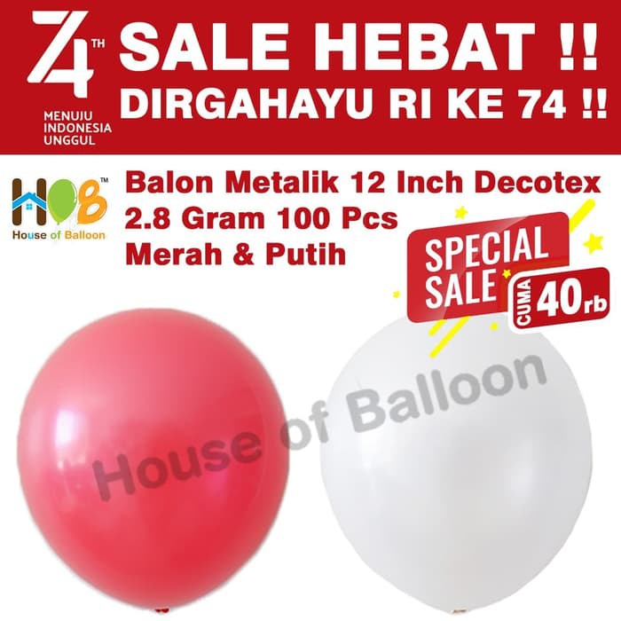 Jual Balon Latex Metalik Merah Putih Decotex Inch Pack Pcs Tebal