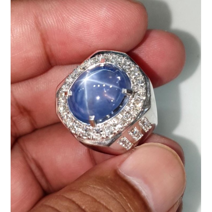 Jual Cincin Berlian Blue Star Safir Ceylon Srilanka Hq Bersertifikat