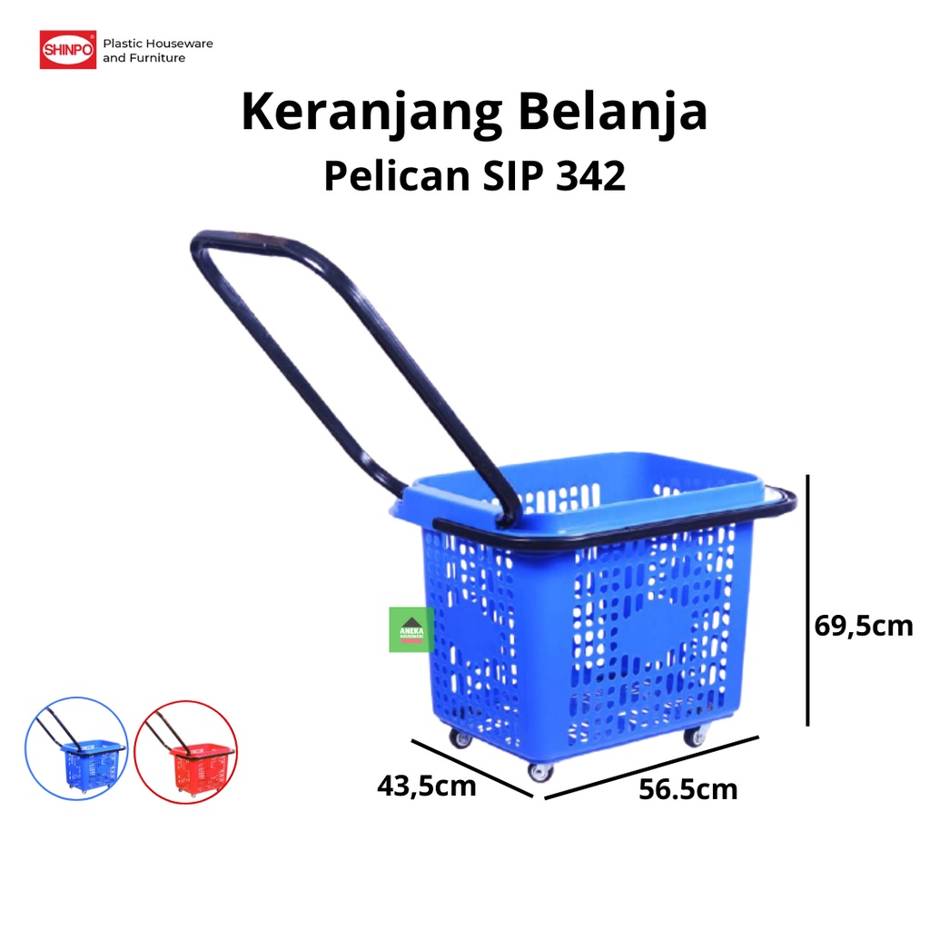 Jual Keranjang Trolley Belanja Pasar Dorong Roda 342 Pelican Shinpo