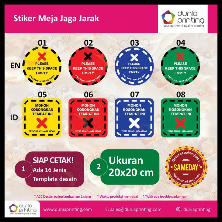 Jual Stiker Meja 01 Bangku Jaga Jarak Social Distancing Ukuran 20