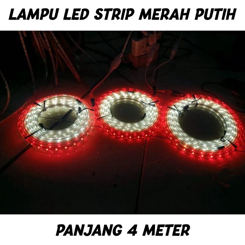 Jual Lampu Led Strip Merah Putih Tinggal Colok Panjang Meter Lampu