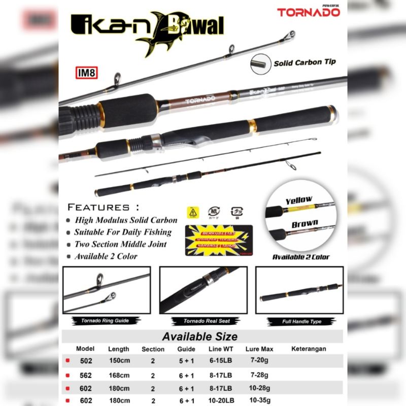 Jual Joran Tornado IKAN BAWAL 502 562 602 Galatama Solid Carbon