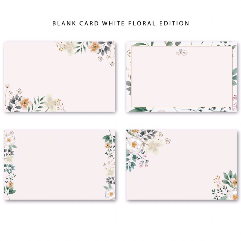 Jual Blank Card Kartu Ucapan Kosong WHITE FLORAL Flower Ulang Tahun