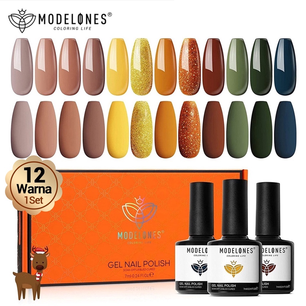 Jual Modelones Gel Nail Polish Kit Warna Set Ml Nude Black Set