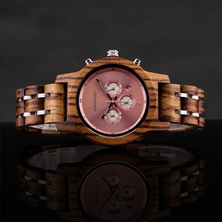 Garvinoes Dhover Cassia Pink Jam Tangan Kayu Couple Pria Wanita 43 Mm