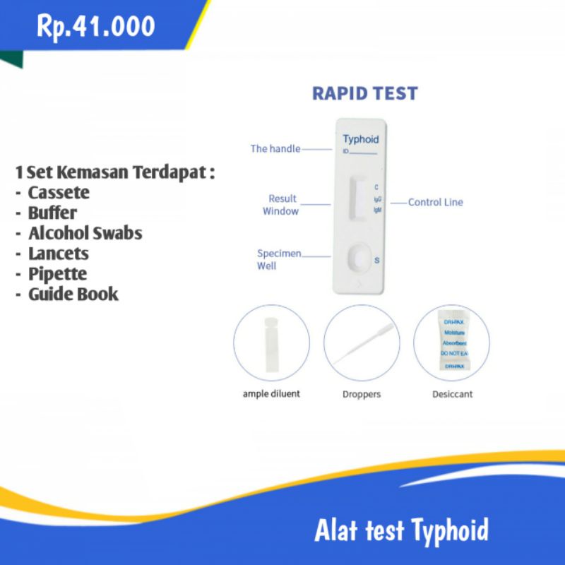 Jual Alat Test Typhoid Salmonella Typhi Igg Igm Sky Test Cassette Card