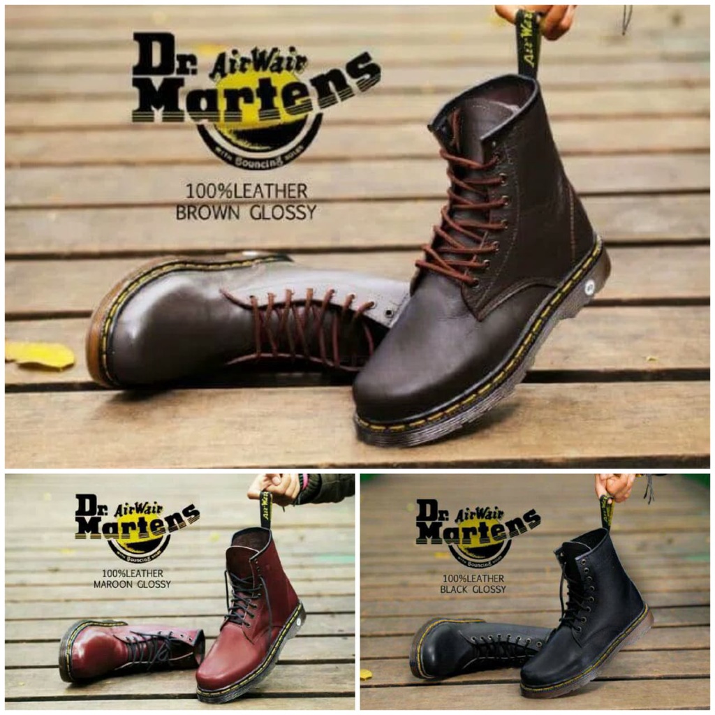 Jual Sepatu Boots Pria Dr Martens Docmart High Boots Bahan Pvc Leather