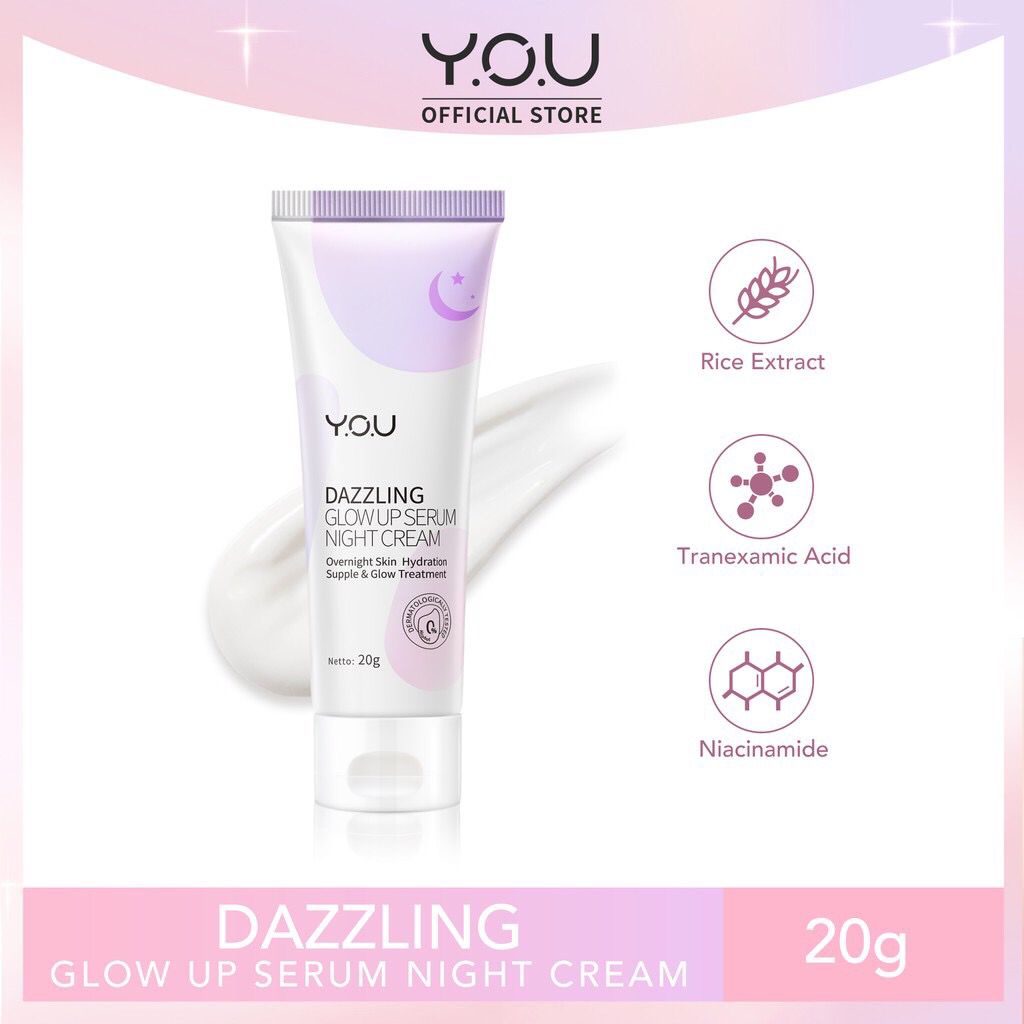 Jual You Dazzling Glow Up Serum Night Cream Menutrisi Kulit Sepanjang