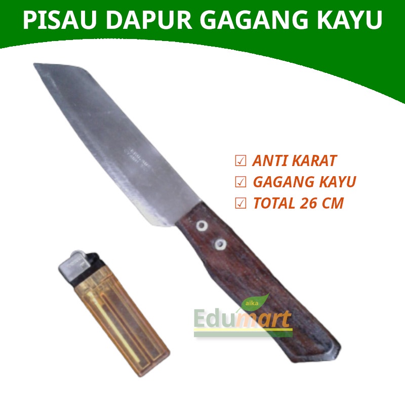 Jual Pisau Dapur Stainless Stenlis Gagang Kayu Anti Karat Alat Masak