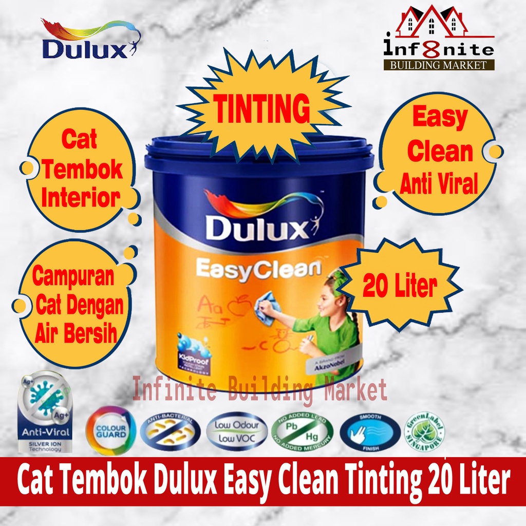 Jual Cat Tembok Dulux Easy Clean Anti Viral Tinting Interior 20 Liter