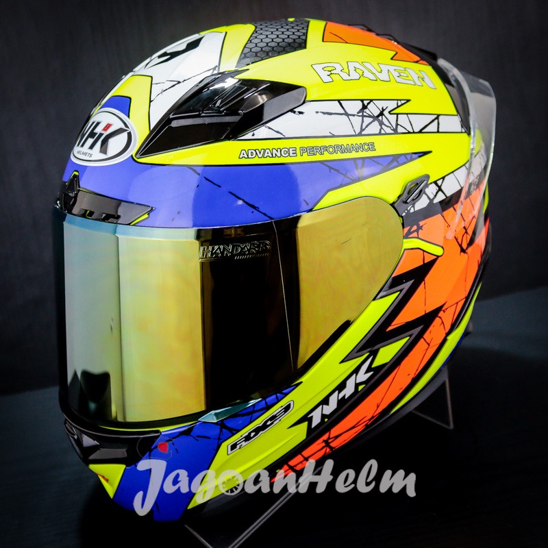 Jual HELM NHK RX9 RAVEN SE YELLOW FLUO BLUE ORANGE FULL FACE