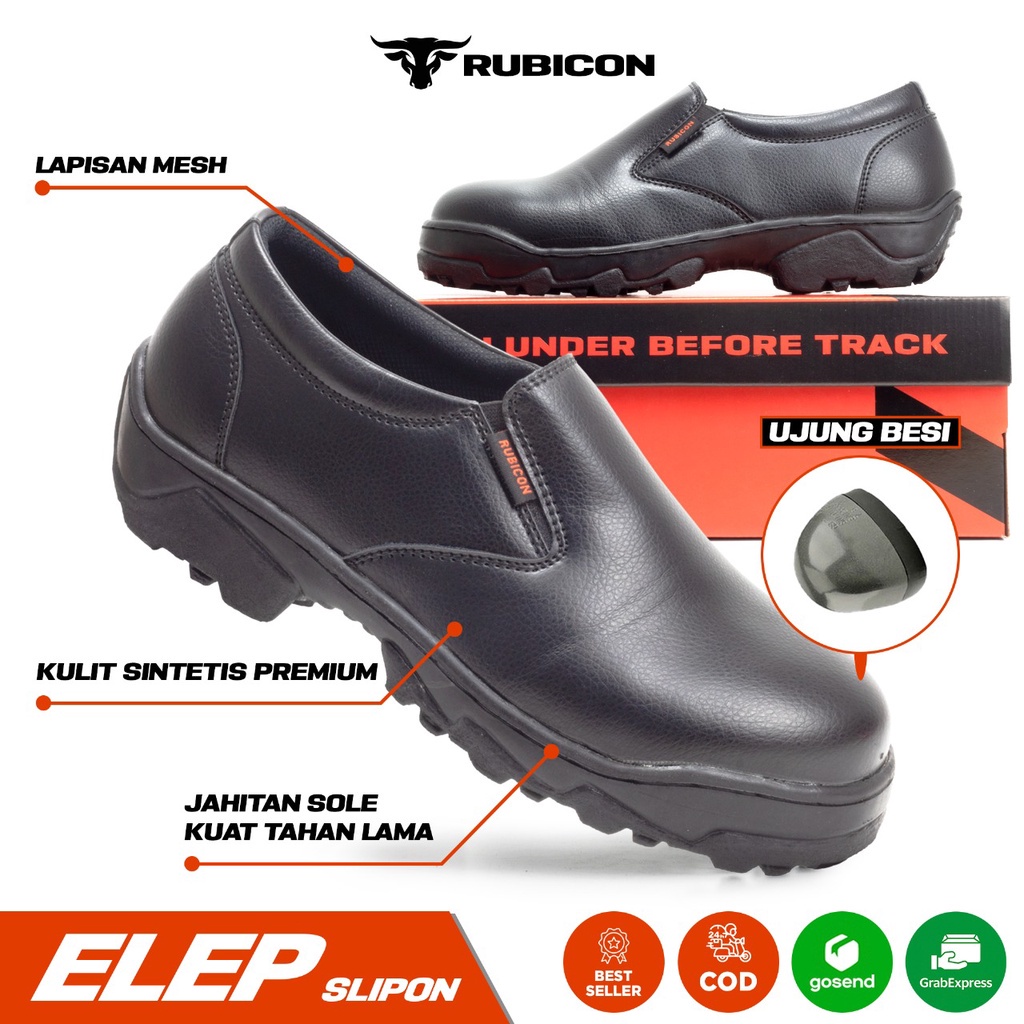 Jual Rub Track Elep Slip On Sepatu Boots Pria Safety Ujung Besi