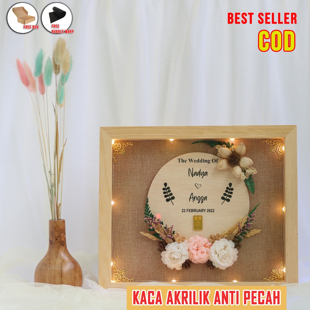 Jual Mahar Pernikahan Bingkai Rustic Kado Wedding Mahar Wedding Frame