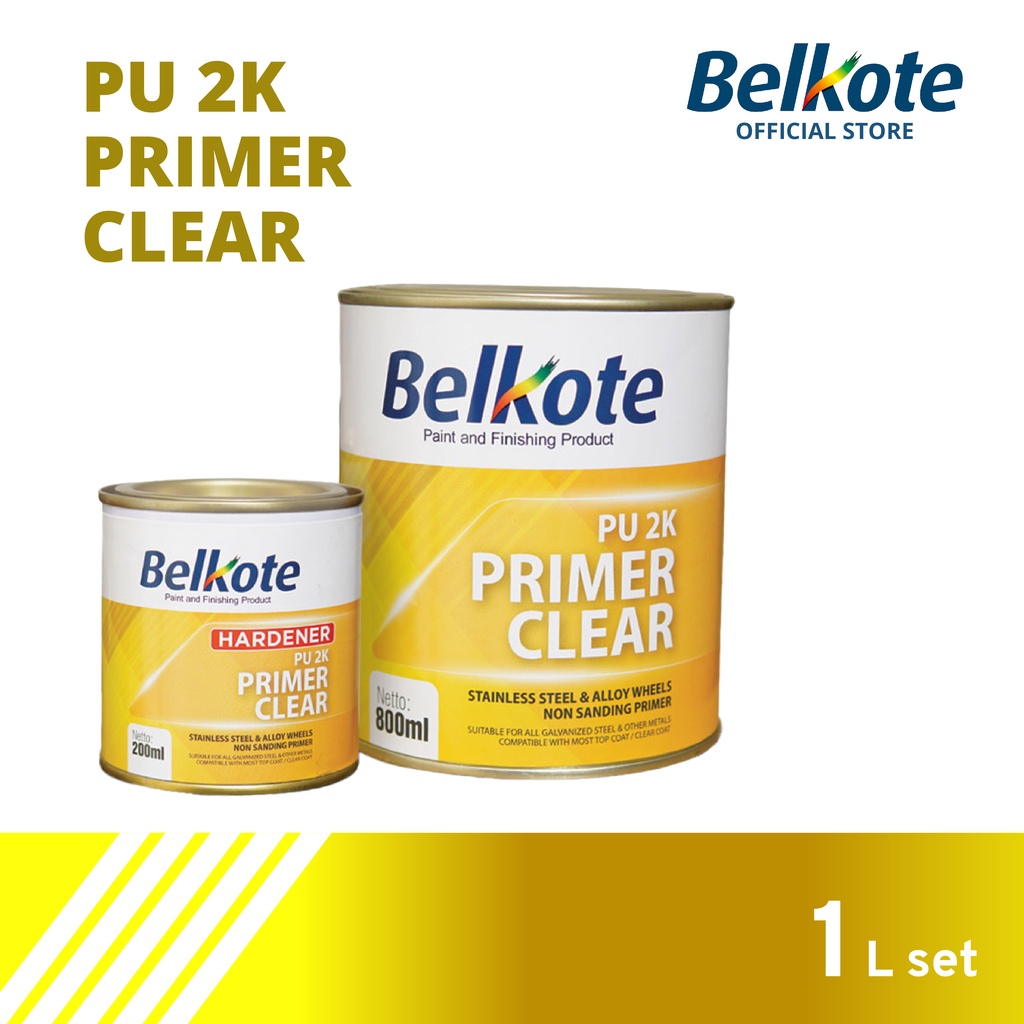 Jual Cat Velg BELKOTE PU 2K Primer Clear 1L Set Stainless Steel Alloy