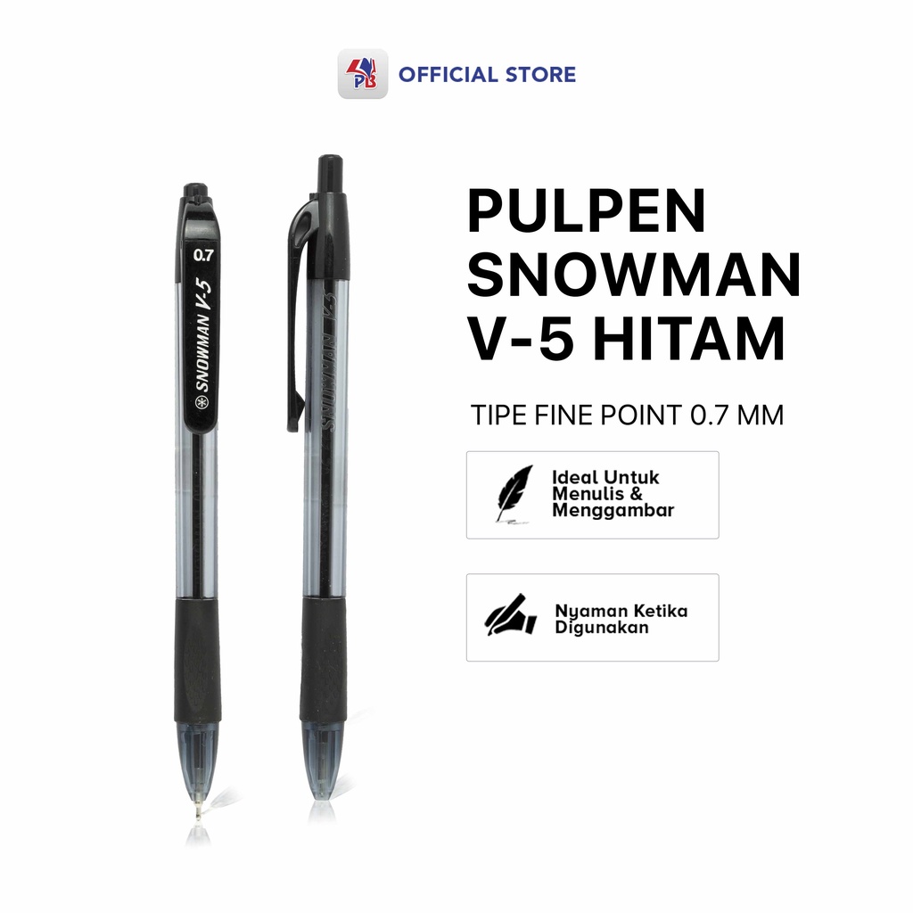 Jual Pulpen Bolpoin Pulpen Snowman V5 Hitam Fine Point 0 7mm