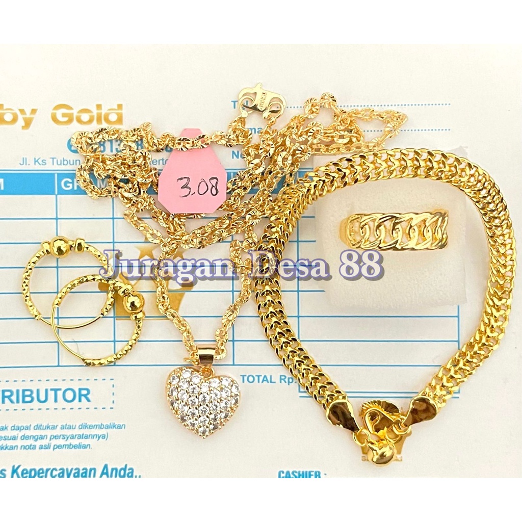 Jual Emas Mudah Murni Kadar 88 9 Set Nuri 3 08gr Tanpa Surat Dari Toko