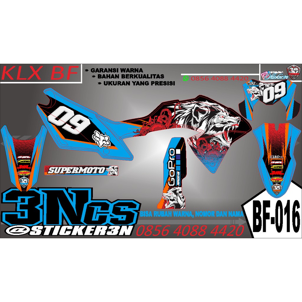 Jual Sticker Wolf Srigala Fullbodi Klx Dtracker Bf Bisa Rubah Nomor