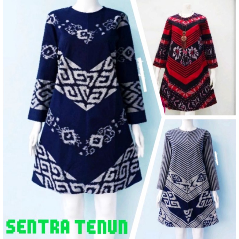 Jual Dress Tenun Etnik Halusan Tunik Tenun Shopee Indonesia