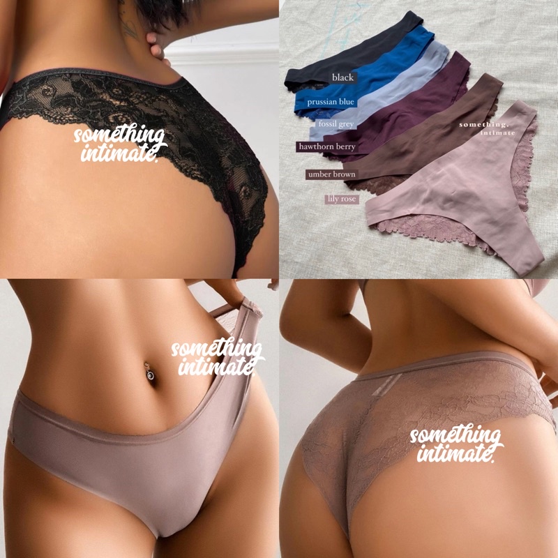 Jual H M Cheeky Seamless Brazillian Lacey Panty Brief CD Nude Black