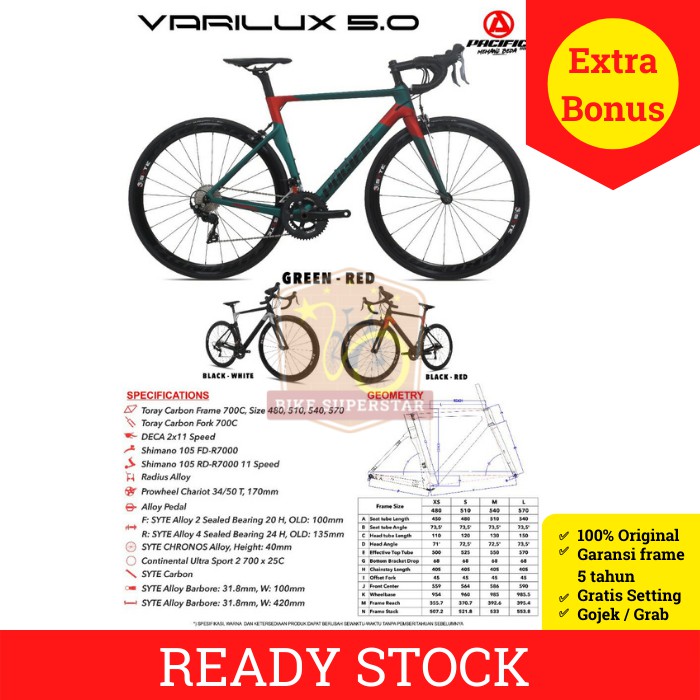 Jual Sepeda Balap Road Bike Carbon 700C Pacific Varilux 5 0 105 2x11