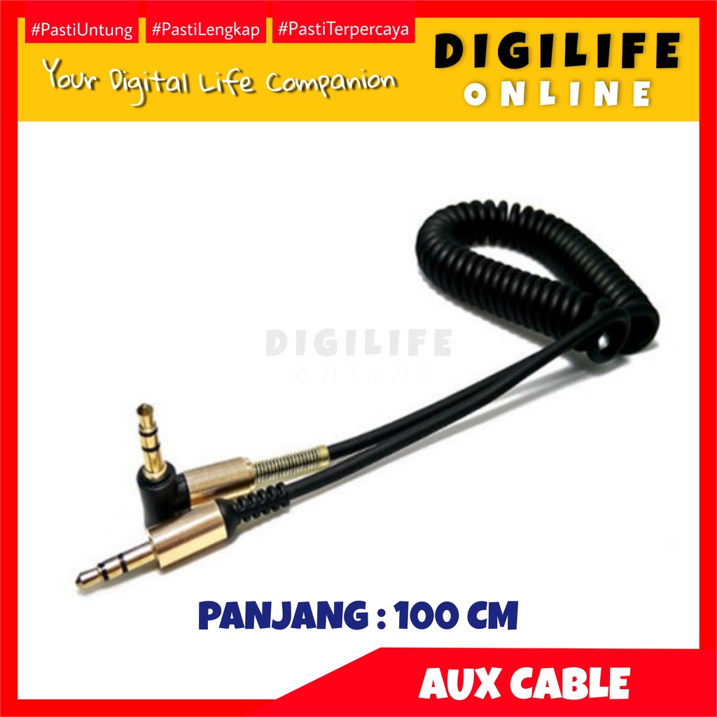 Jual Kabel AUX Jack 3 5mm HiFi Spring Type L Siku Belok Cable Audio