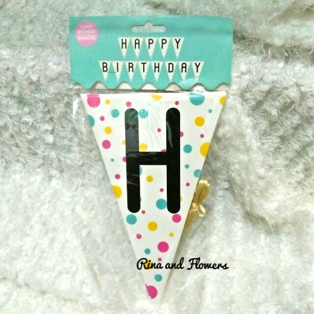 Jual Bunting Flag Tulisan Happy Birthday Model Bubble Triangel Banner