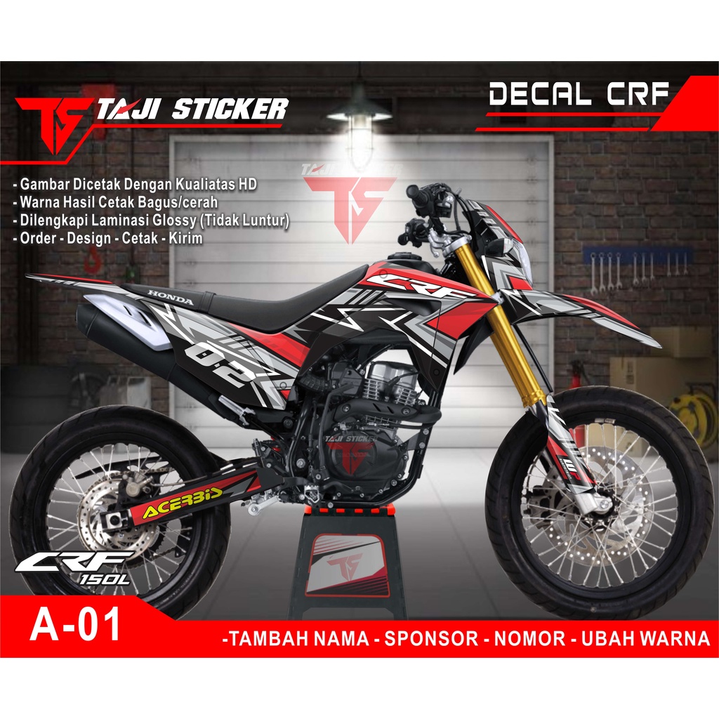 Jual DECAL CRF 150L CUSTOM FULL BODY SUPERMOTO MINIMALIS ELEGAN