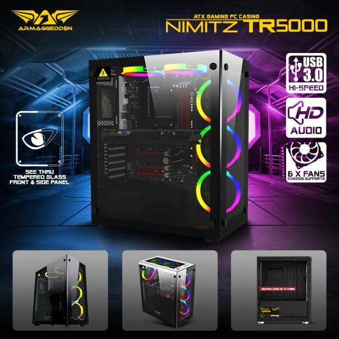 Jual Armaggeddon Nimitz TR5000 ATX Gaming PC Case Putih CASING ONLY