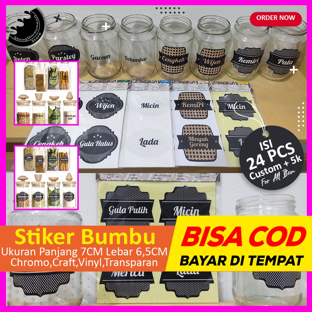 Jual Stiker Label Penanda Nama Bumbu Dapur Minimalis Isi Pcs