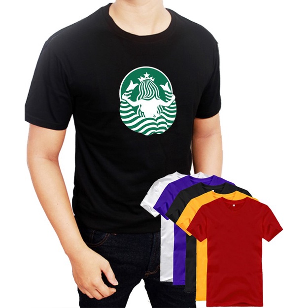 Jual Kaos Baju Pria Wanita Plesetan Logo Starbucks Bugil Combed S