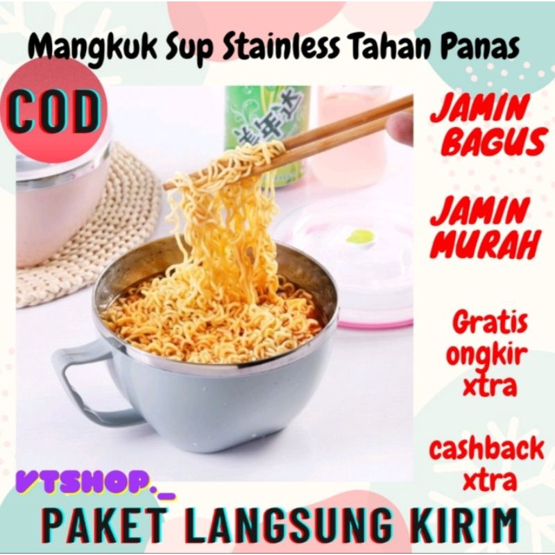 Jual V Mangkuk Sup Stainless Tahan Panas Cup Indomie Mangkok