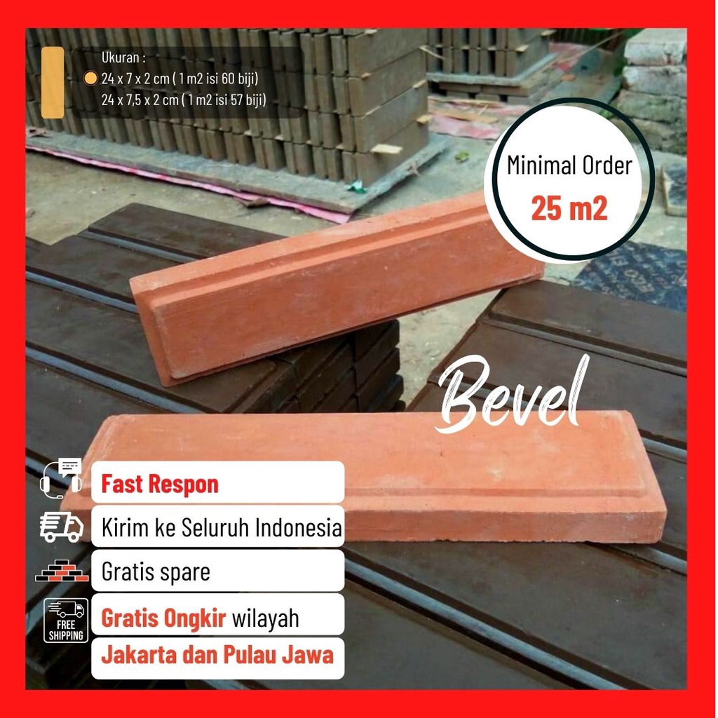 Jual Keramik Bata Tempel Terakota Expose Natural Halus Bevel Asli