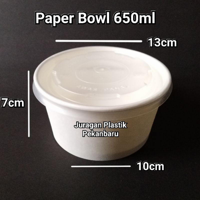 Jual Paper Bowl 650ml Lid Mangkok Kertas Tahan Microwave 650 Ml 22