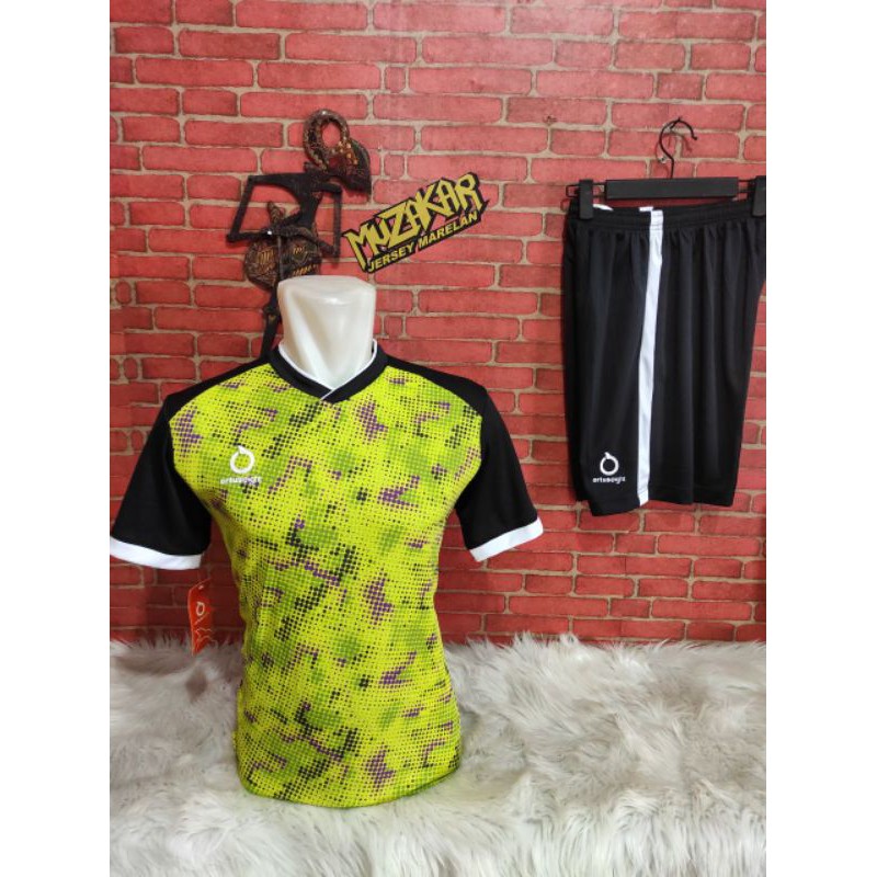 Jual Baju Futsal Setelan Stelan Jersey Bola Ortus Eight Hijau Motif